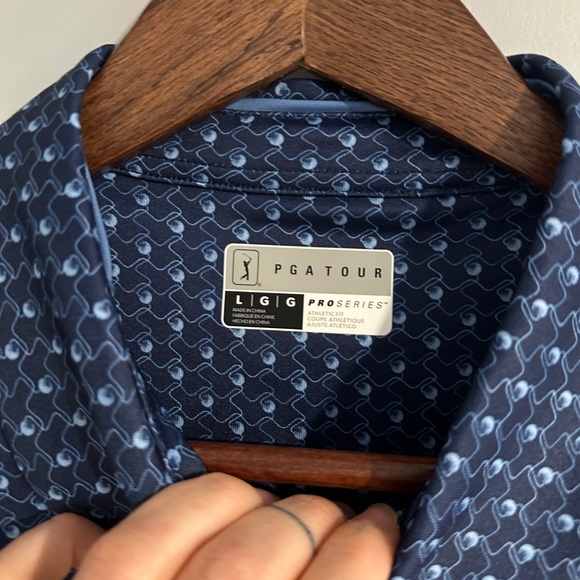 NWT | PGA Tour Navy Patterned Men's Polo Shirt - Picture 6 of 8